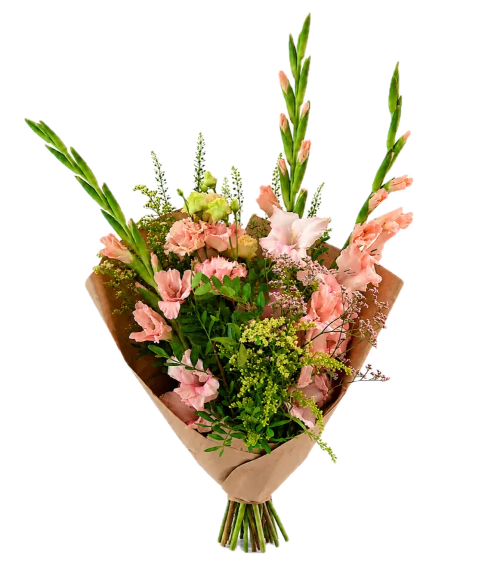 Vysoká kytice z lososových gladiol